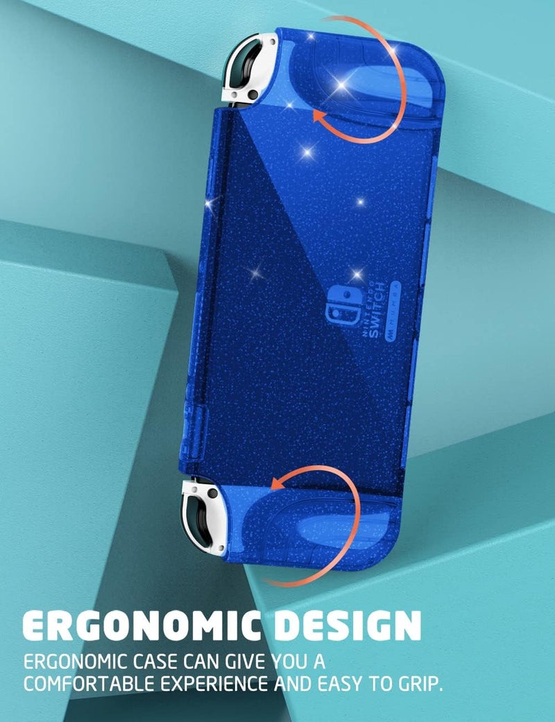 Mumba Case for Nintendo Switch OLED 2021 [Thunderbolt Series] Clear Protection with Ergonomic TPU Handle Compatible with New Switch OLED 7 inch Console and Joy-Con (Blue) - Image 2